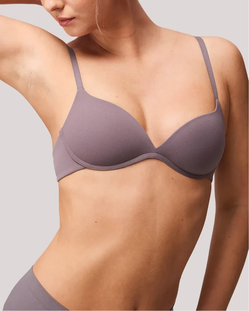 Wireless padded push-up bra for small busts, wire-free comfort 32AA–38A.