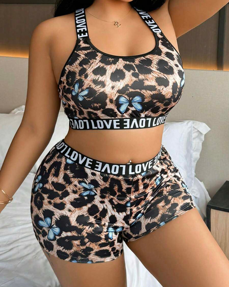Plus Size Printed Bra & Brief Set, Wireless Comfort with Natural Lift