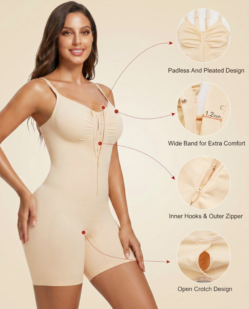 Women's Tummy Control Zip Front Bodysuit