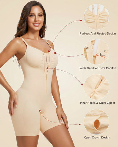 Women's Tummy Control Zip Front Bodysuit