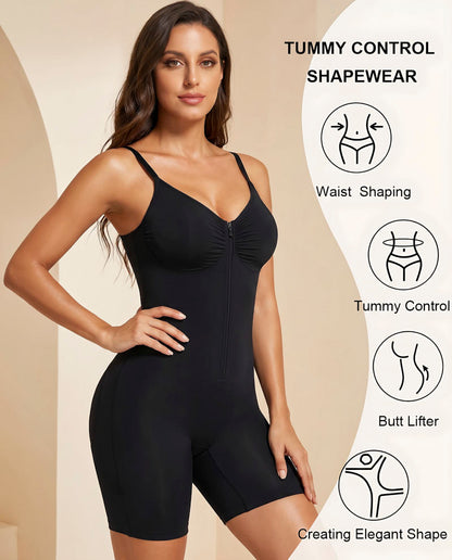 Women's Tummy Control Zip Front Bodysuit
