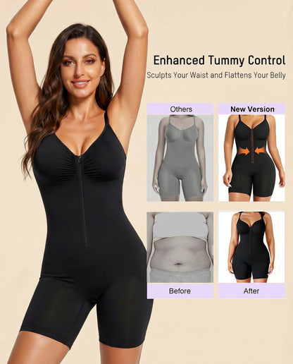 Women's Tummy Control Zip Front Bodysuit