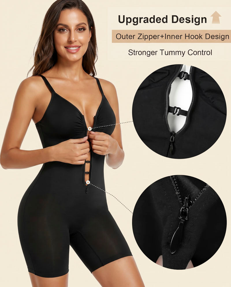 Women's Tummy Control Zip Front Bodysuit