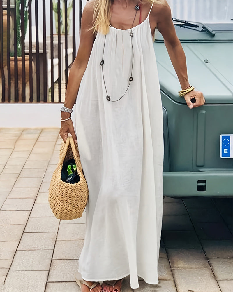 Women’s Chic Solid Color Backless Cami Dress