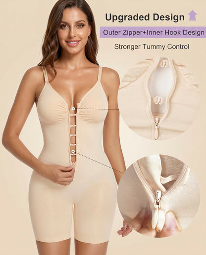 Women's Tummy Control Zip Front Bodysuit