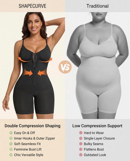 Women's Tummy Control Zip Front Bodysuit