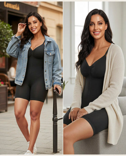Women's Tummy Control Zip Front Bodysuit