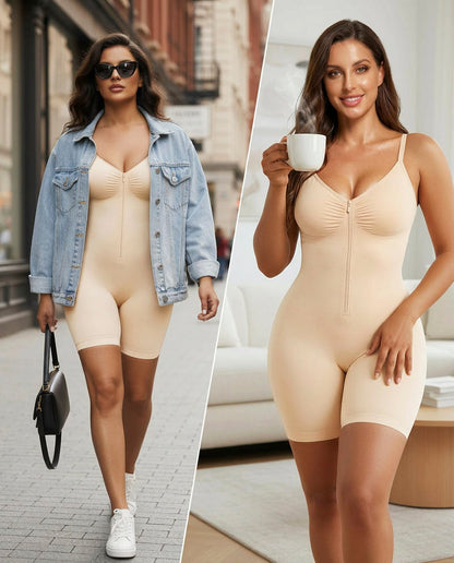 Women's Tummy Control Zip Front Bodysuit