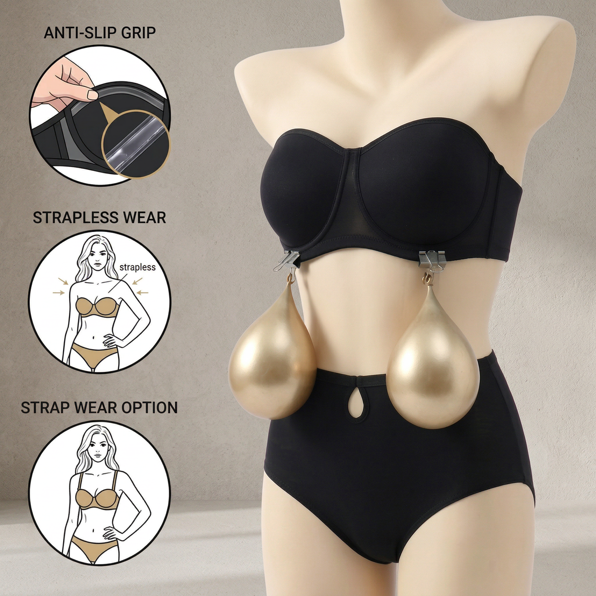Strapless Mesh Bra with Underwire Lift and Sculpting Fit