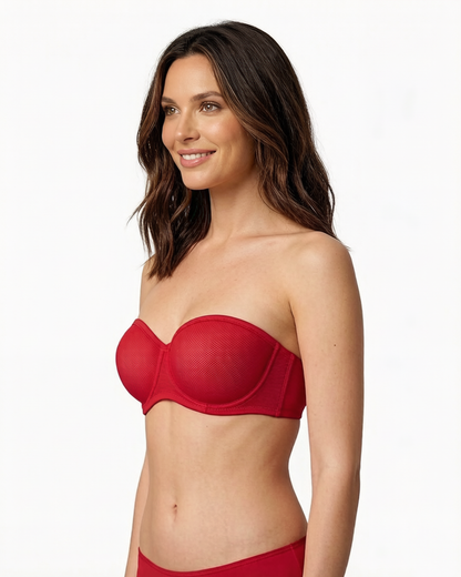 Strapless Mesh Bra with Underwire Lift and Sculpting Fit