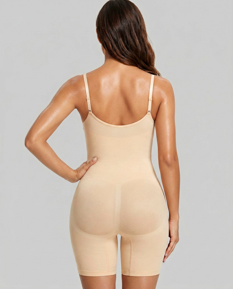 Women's High Elastic Zipper Adjustable Straps Breathable Mesh Design Tummy Control Body Shaper