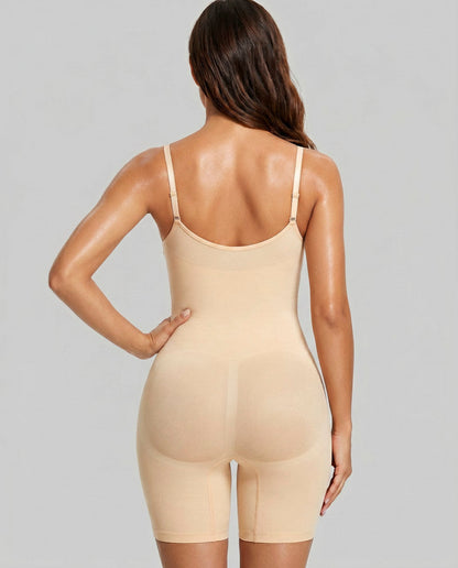 Women's High Elastic Zipper Adjustable Straps Breathable Mesh Design Tummy Control Body Shaper