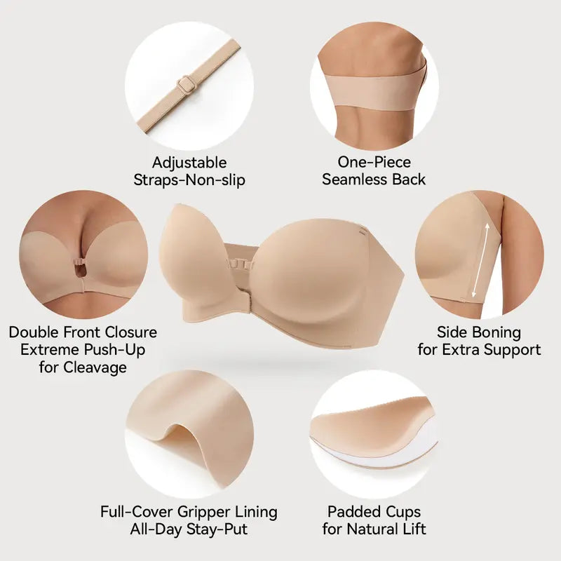 Womens Strapless  Push Up & Lift Bra