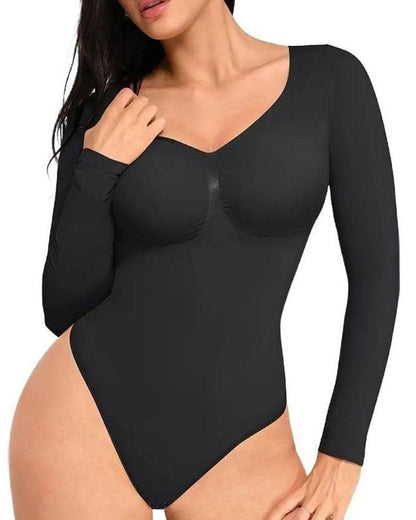 Womenswear Seamless Sculpt Long Sleeve Thong Bodysuit for Tummy Control