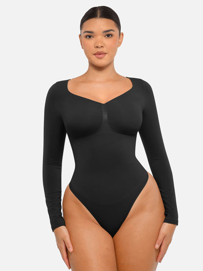 Womenswear Seamless Sculpt Long Sleeve Thong Bodysuit for Tummy Control