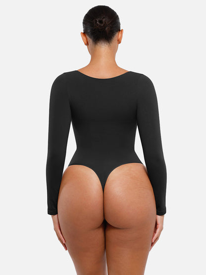 Womenswear Seamless Sculpt Long Sleeve Thong Bodysuit for Tummy Control