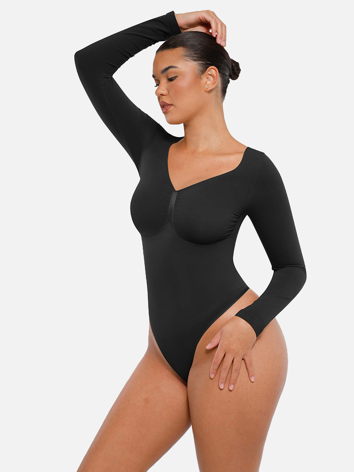 Womenswear Seamless Sculpt Long Sleeve Thong Bodysuit for Tummy Control