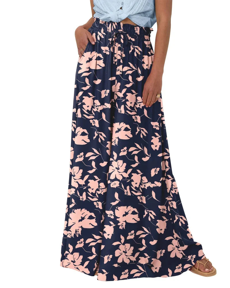 Women High Waist Wide Leg Palazzo Pants with Pockets