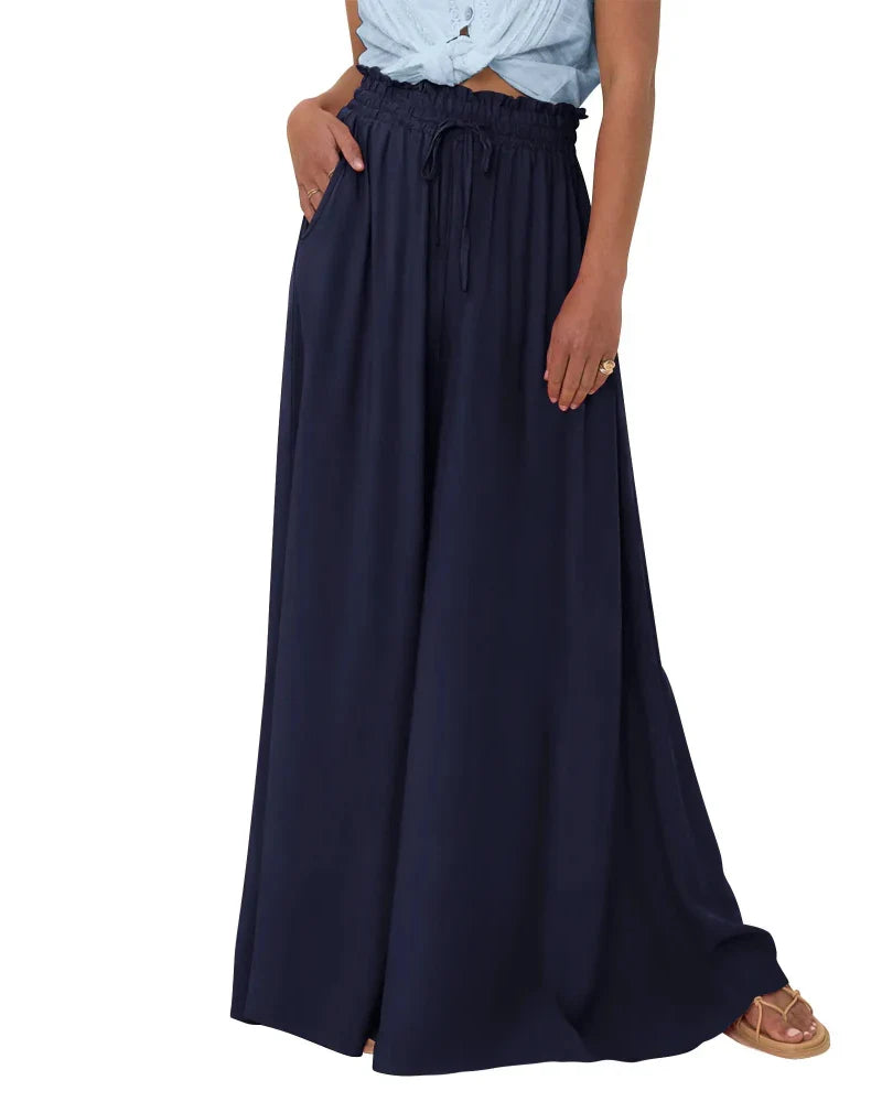 Women High Waist Wide Leg Palazzo Pants with Pockets