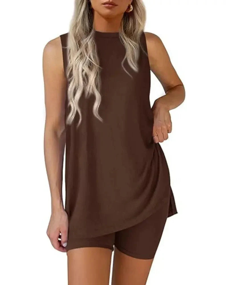 Sleeveless 2 Piece Set Summer Lounge Shorts Casual Travel Homewear