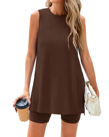 Sleeveless 2 Piece Set Summer Lounge Shorts Casual Travel Homewear