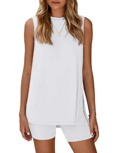 Sleeveless 2 Piece Set Summer Lounge Shorts Casual Travel Homewear