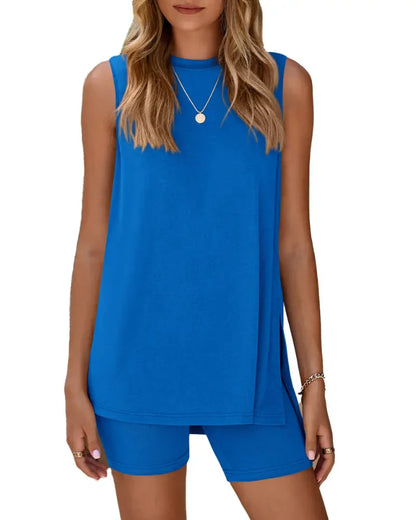 Sleeveless 2 Piece Set Summer Lounge Shorts Casual Travel Homewear