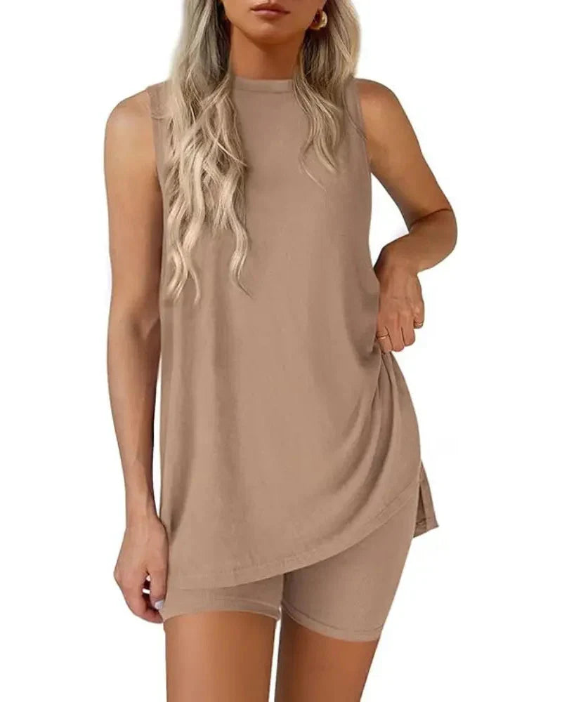 Sleeveless 2 Piece Set Summer Lounge Shorts Casual Travel Homewear