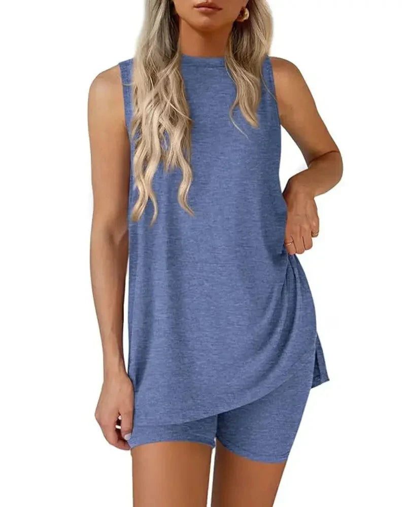 Sleeveless 2 Piece Set Summer Lounge Shorts Casual Travel Homewear