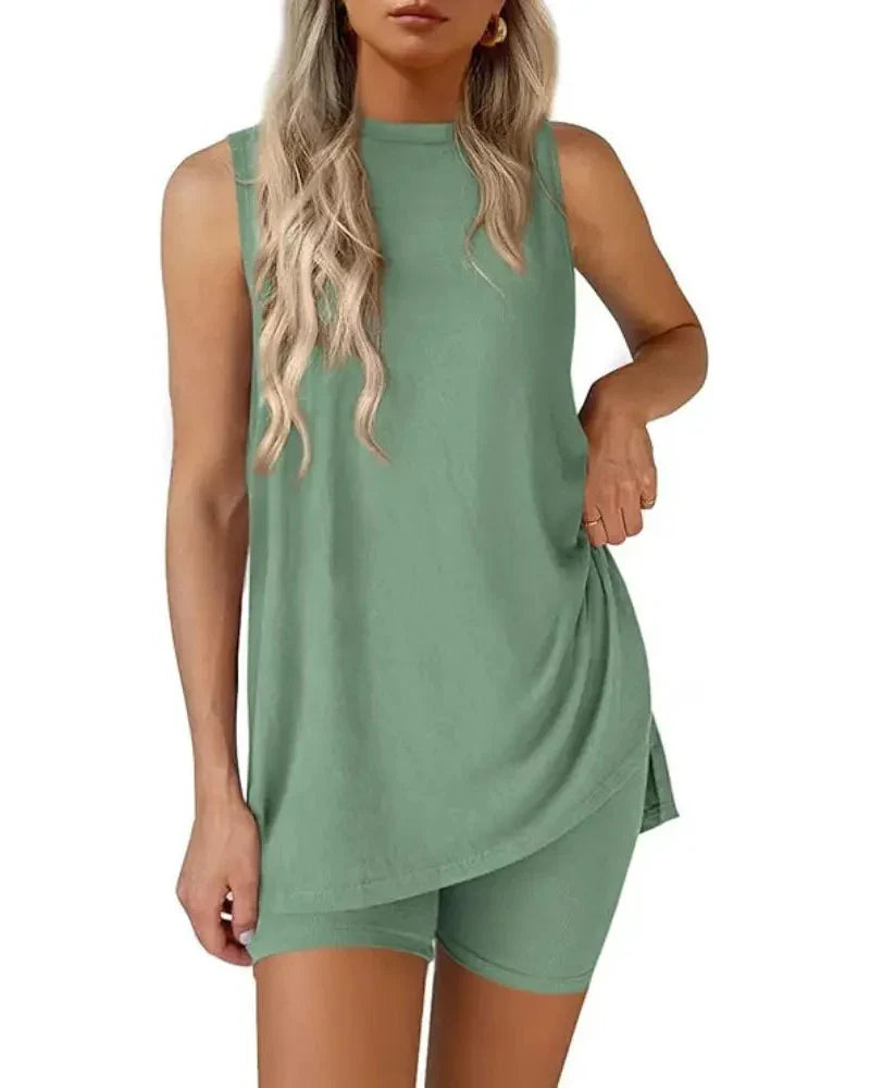 Sleeveless 2 Piece Set Summer Lounge Shorts Casual Travel Homewear