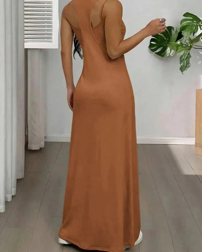 Women’s 2 Piece Tank & Cutout Maxi Dress Set Soft Stretch Double Strap