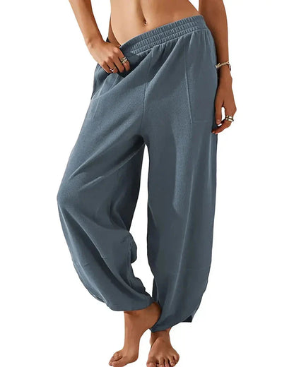 Women’s Baggy Wide-Leg Elastic Waist Pants with Pockets