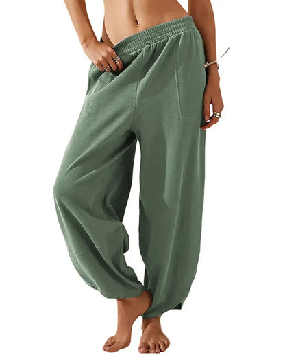 Women’s Baggy Wide-Leg Elastic Waist Pants with Pockets