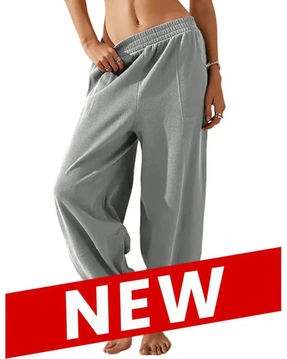 Women’s Baggy Wide-Leg Elastic Waist Pants with Pockets