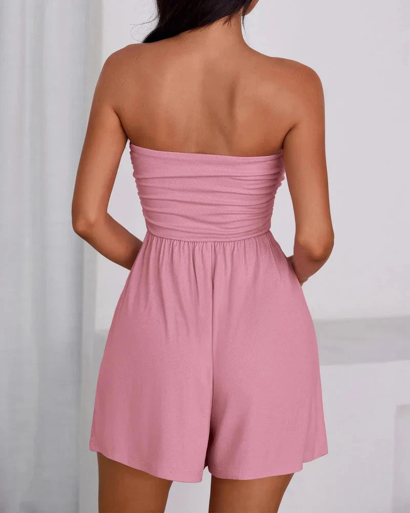 Boho Strapless Romper – Ruffle Shorts Jumpsuit, Summer Beach Wear