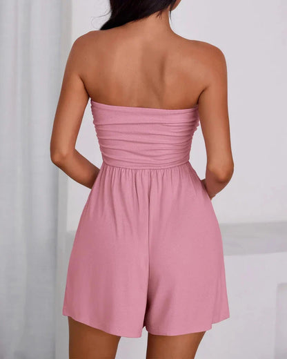 Boho Strapless Romper – Ruffle Shorts Jumpsuit, Summer Beach Wear