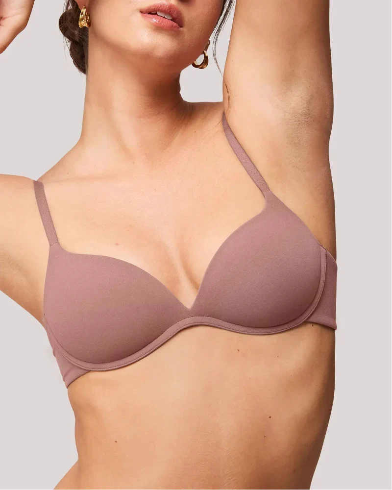 Wireless padded push-up bra for small busts, wire-free comfort 32AA–38A.