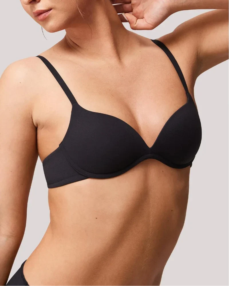 Wireless padded push-up bra for small busts, wire-free comfort 32AA–38A.