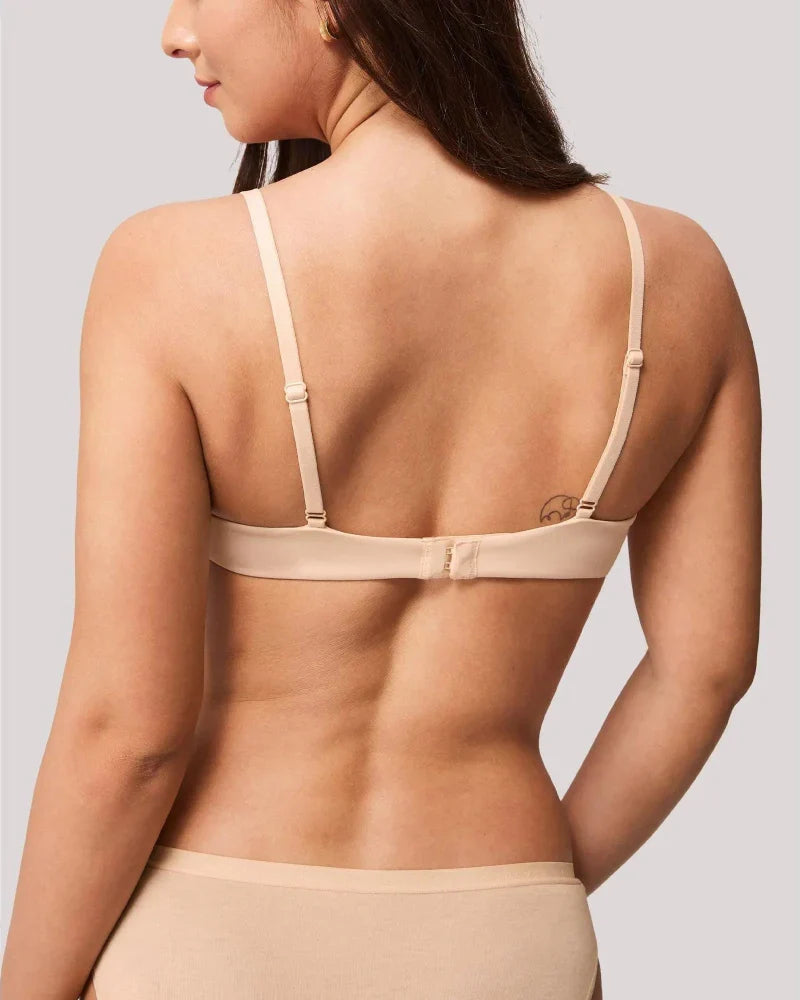 Wireless padded push-up bra for small busts, wire-free comfort 32AA–38A.