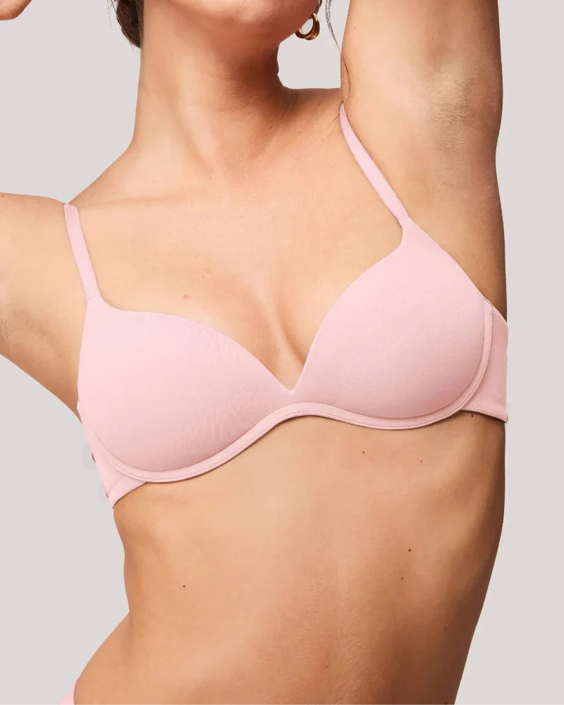 Wireless padded push-up bra for small busts, wire-free comfort 32AA–38A.