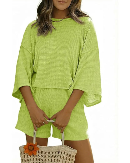 Women’s 2-Piece Lounge Set, Sleeve Top & Shorts