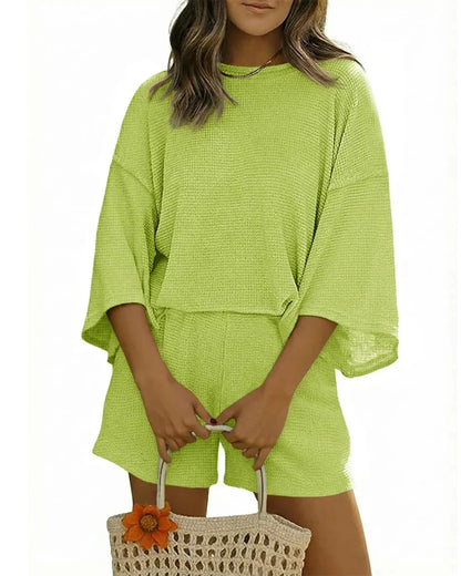 Women’s 2-Piece Lounge Set, Sleeve Top & Shorts