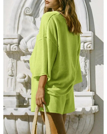 Women’s 2-Piece Lounge Set, Sleeve Top & Shorts