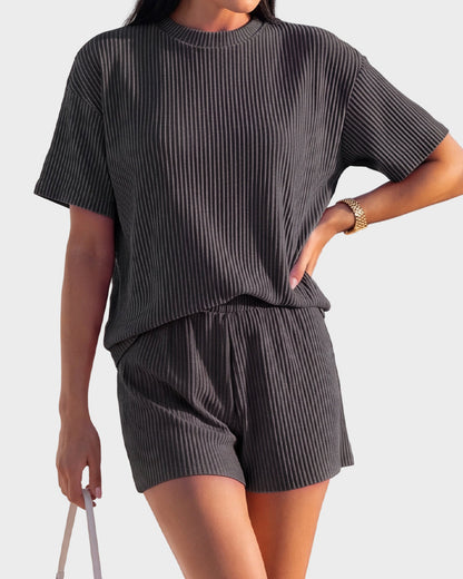 Summer Rib Knit Two-Piece Loungewear Set