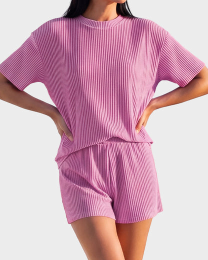 Summer Rib Knit Two-Piece Loungewear Set