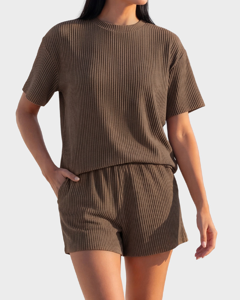 Summer Rib Knit Two-Piece Loungewear Set
