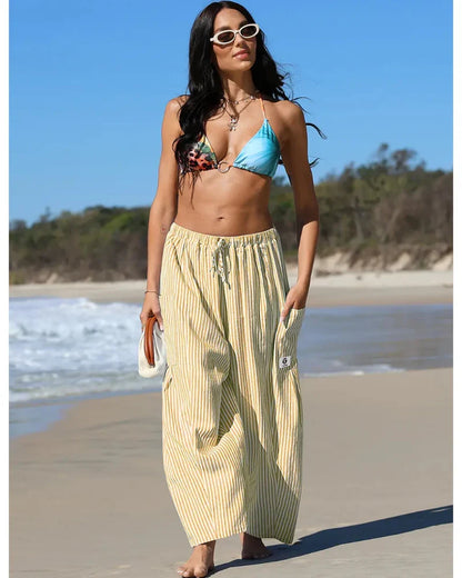 Women’s Loose Plaid Wide Leg Pants with Pockets