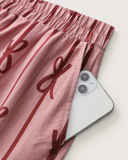 Women’s Nylon Pajama Set – Stripe, Pocket, Soft, Summer & Gift