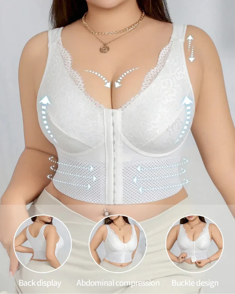 Plus-Size Shaping Bra – Front Closure, Posture & Tummy Control
