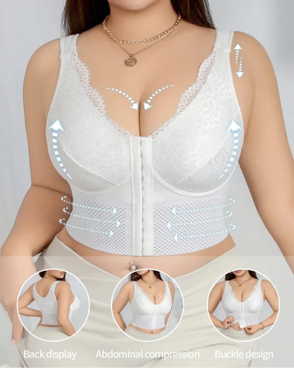 Plus-Size Shaping Bra – Front Closure, Posture & Tummy Control